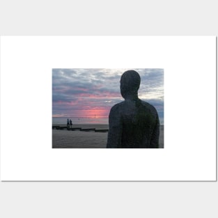 Iron Man at Sunset, Crosby beach Posters and Art